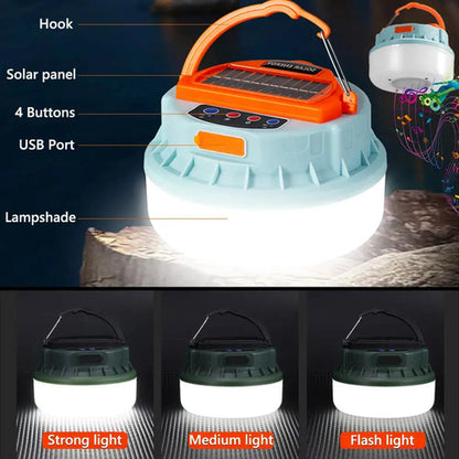 Lampara Solar Linterna Camping Farol Parlante Bt Powerbank Varios
