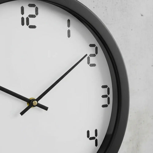 Reloj Pared Analogico Redondo 30cm Numeros Modernos Oficina Negro Blanco
