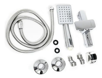 Monocomando Ducha Baño Tubular Mezcladora Manguera Telefono Plateado Brillante