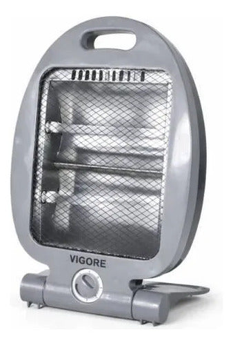 Estufa Electrica Cuarzo Calefactor Portatil Termostato 800w Gris