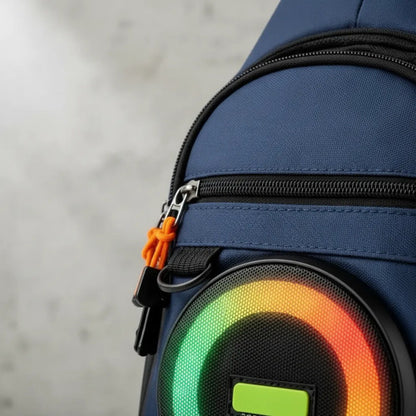 Bandolera Con Parlante Bluetooth Rgb Usb Sd Fm Radio Azul