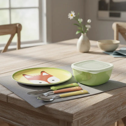 Set Juego De Cubiertos Infantil Plato Recipiente X5 Piezas Aleatorio