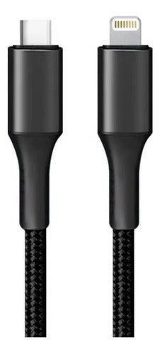 Cable Usb Tipo C A Ios Reforzado Carga Y Datos 1 Metro Nylon Negro