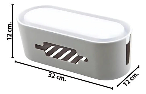 Caja Organizador Cables Con Estante Y Soporte Celular Gris
