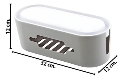 Caja Organizadora Para Cables Con Estante Y Soporte Celular Gris
