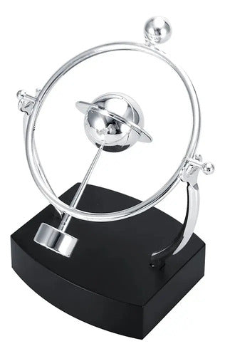 Adorno Decoracion Mesa Pendulo Movimiento Perpetuo Orbital Plateado