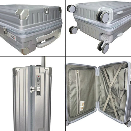 Valija Viaje Rigida 4 Ruedas Colores Puerto Usb 24 Pulgadas Gris Rayas