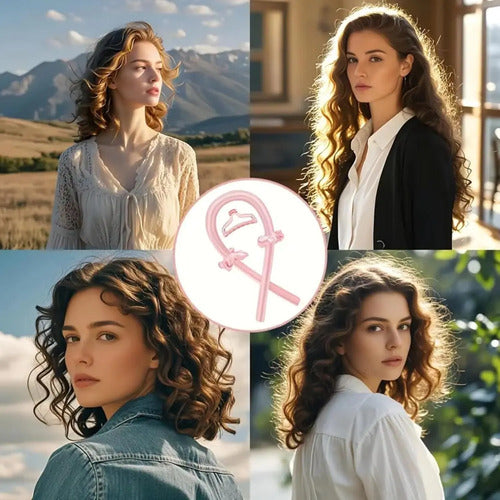 Buclera Rizador Rulos Vincha Con Pinza Y Coleros Cabello Aleatorio