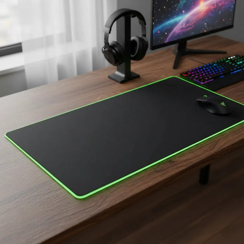 Mousepad Gamer Xl Base Goma Antideslizante Alfombrilla Tela Verde Liso