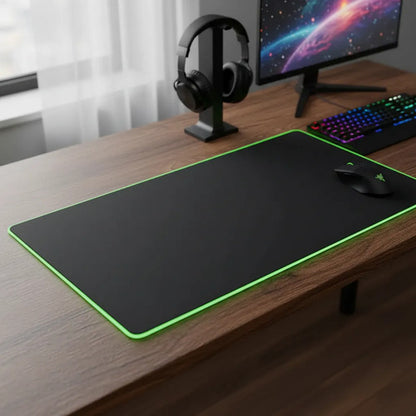 Mousepad Gamer Xl Base Goma Antideslizante Alfombrilla Tela Verde Liso