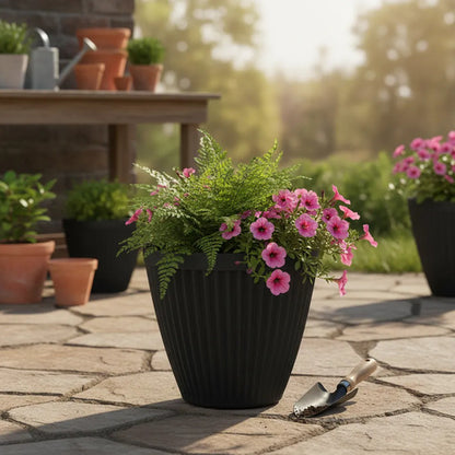 Maceta Plástica Redonda 30x28.5cm Jardín Flores Plantas Gris Gris