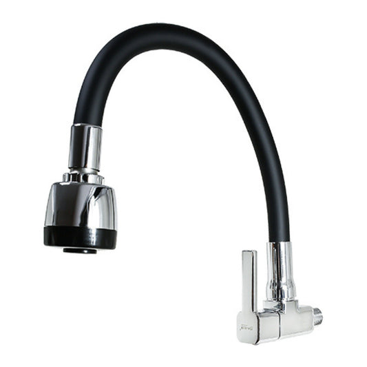 Canilla Cocina Pared Grifo Mesada Monocomando Flexible Negro