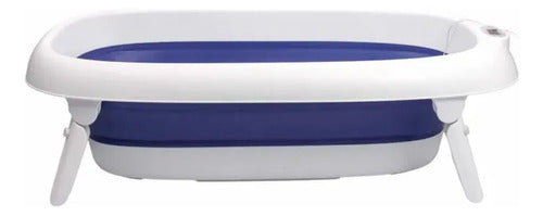 Bañera Plegable Con Termómetro Azul Azul Lisa