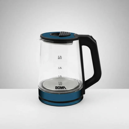 Jarra Pava Electrica Vidrio 2.2l Luz Led Medidor Agua 1500w Transparente