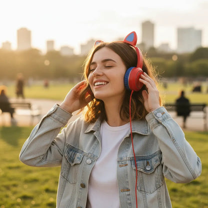 Auriculares Gamer Con Orejas De Gato Microfono Luz Led Rgb Aleatorio