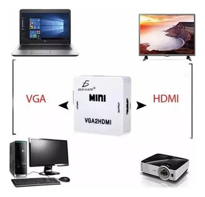 Adaptador Vga A Hdmi Con Audio Y Video Para Pc, Para Conectar Laptop A Tv
