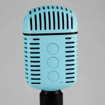 Micrófono Retro Karaoke Inalámbrico Bluetooth Tws Altavoz Celeste