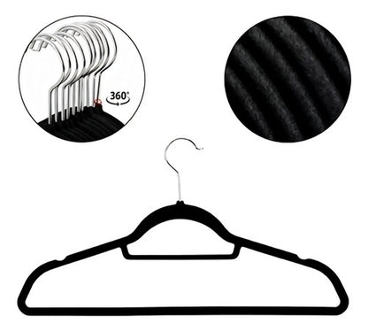Perchas De Terciopelo Ropa Antideslizante Negro Set X10 Negro