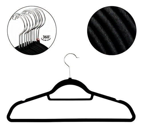 Perchas De Terciopelo Ropa Antideslizante Negro Set X20 Negro