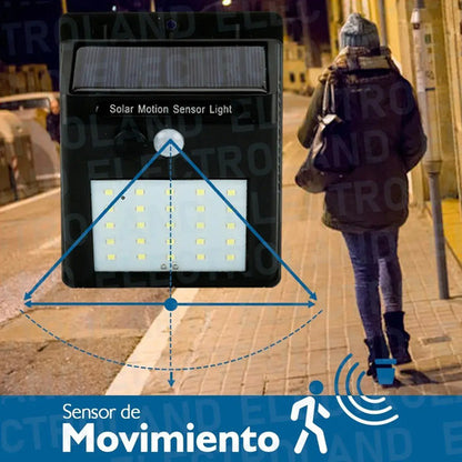 Set X6 Aplique Solar Pared Foco Led Sensor De Movimiento Negro
