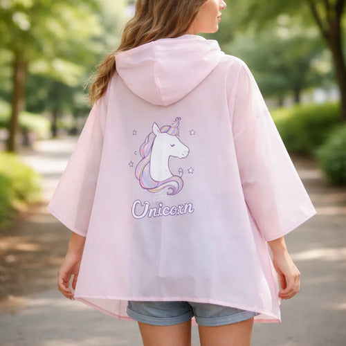 Pilot Lluvia Infantil Capucha Unicornio Impermeable Capucha Rosa U Unicornio