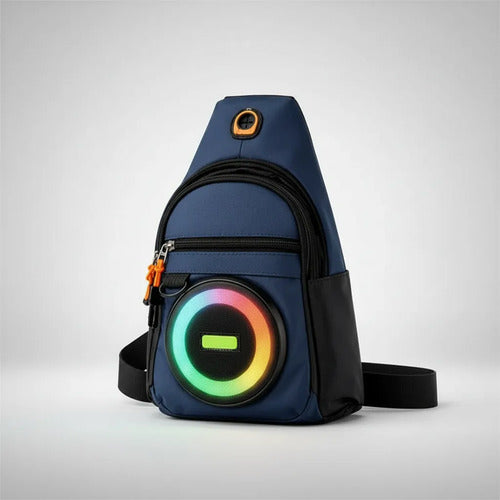 Bandolera Con Parlante Bluetooth Rgb Usb Sd Fm Radio Azul