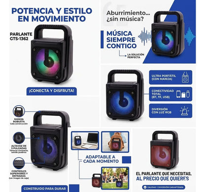 Parlante Inalambrico Bluetooth Ios Android Luces 3 Pulgadas Negro / Rojo Según Disponibilidad