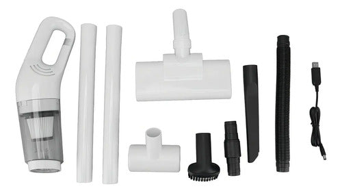 Aspiradora Portátil Inalámbrica 2 En 1 Recargable Con Filtro Hogar Auto Con Accesorios Blanco