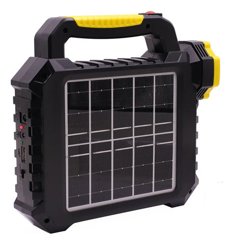 Foco Linterna Reflector Led Recargable Panel Solar Portatil Blanco Frío Amarillo Con Negro