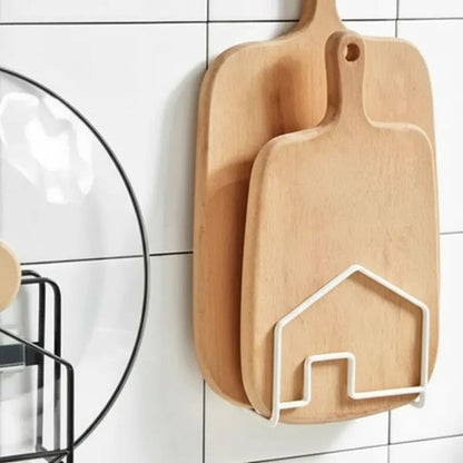Soporte Metal Tablas Tapas Cocina Ganchos Organizador 12cm Marrón