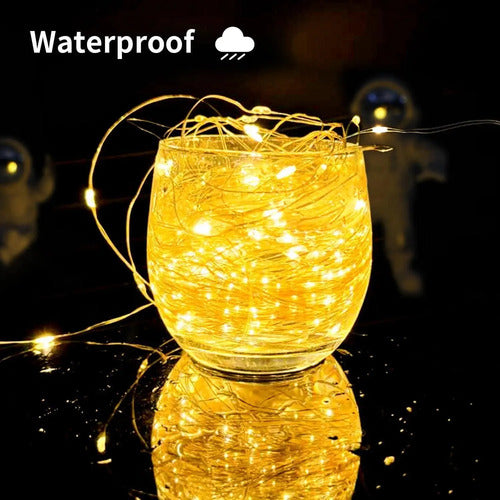 Guia Solar Guirnalda Luces Led Calidas Lamparas Decorar 10mt Cálida
