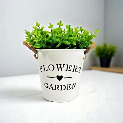 Maceta Metalica Jardin Con Asas Interior Exterior 14x15cm Varios