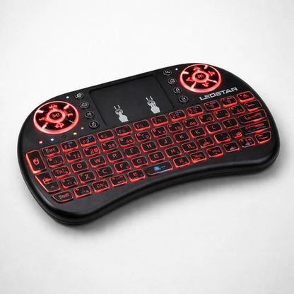 Teclado Tv Inalambrico Panel Tactil Rgb Recargable 3 Colores Rojo