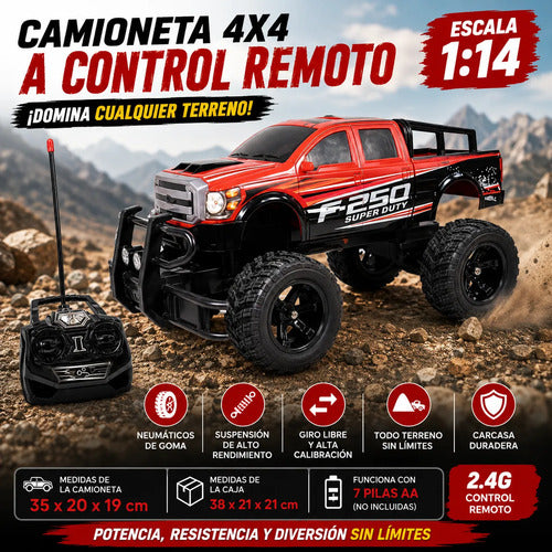 Camioneta 4x4 Control Remoto Todoterreno Escala 1:14 Rojo Rc Rojo