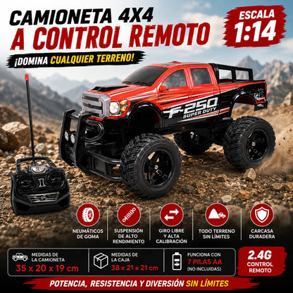 Camioneta 4x4 Control Remoto Todoterreno Escala 1:14 Rojo Rc Rojo