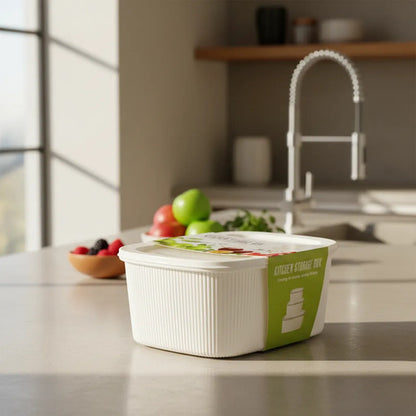 Set Recipientes Cocina Tapa Plasticos 3l 2l 1l Pack X3 Blanco