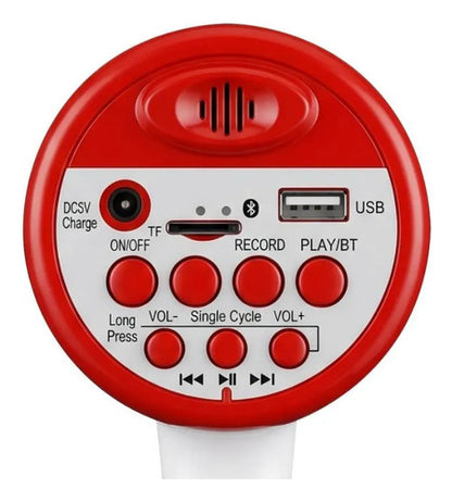Megáfono Portátil Recargable Usb Sirena Grabación Micrófono Rojo Y Blanco