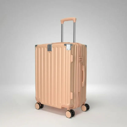 Valija Viaje Rigida 4 Ruedas Colores Puerto Usb 24 Pulgadas Rosa Rayas