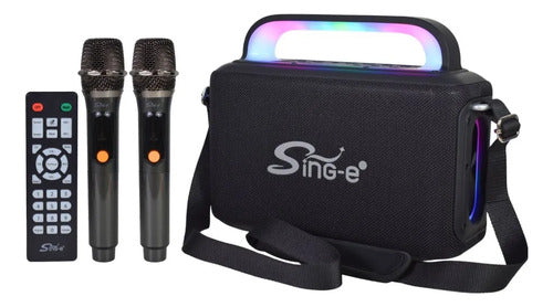 Parlante Bluetooth Equipo Karaoke Microfono Luces Rgb 300w Negro