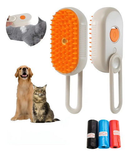 Peine Cepillo Vapor Mascotas Perro Gato Usb + 3 Bolsitas