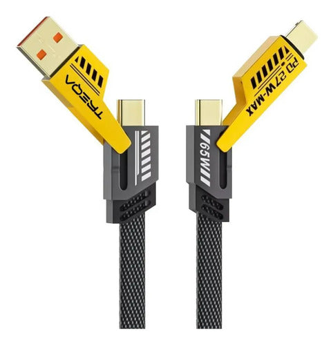 Cable Reforzado 4 En 1 Carga Rapida Datos Usb Tipo C 8 Pines Negro
