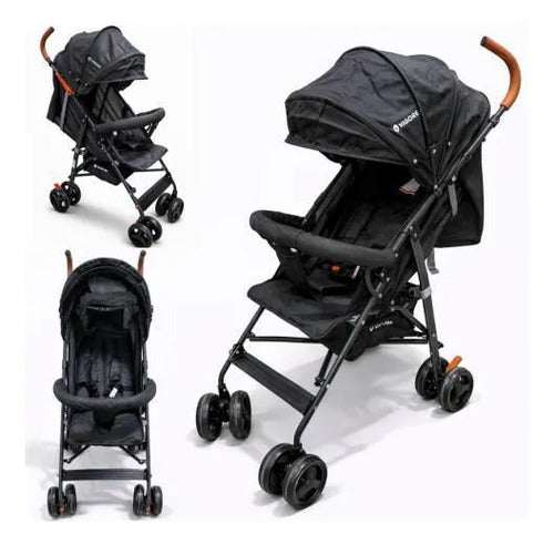 Coches Paragüitas Bebé Plegable Reclinable Arnés 5 Puntos Negro