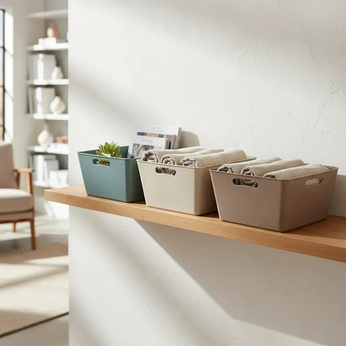 Caja Canasto Organizador Plástico Rectangular Asas 39x20cm Lila