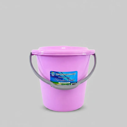 Balde Multiuso Plástico Tapa Asa Manija 29x30cm Baño Jardín Lila