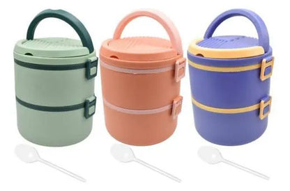 Lonchera 2 Compartimentos Pp Portátil Plástica Térmica 17cm Verde