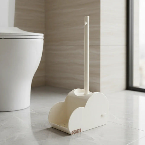 Escobilla Cepillo Inodoro Baño Base Soporte Limpieza 40cm Crema