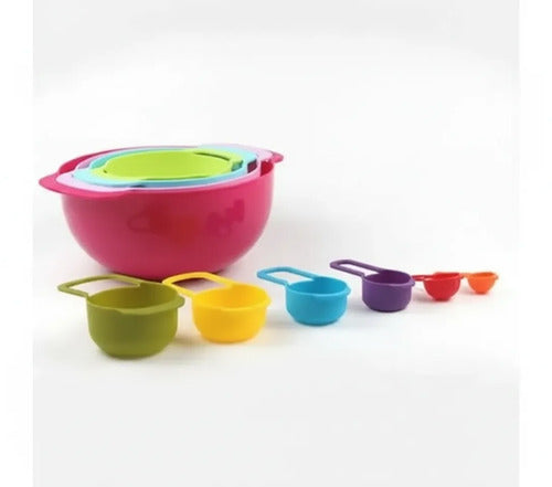 Set Bowl Colador Cucharas Medidoras Plastico Cocina Pack X10 Aleatorio
