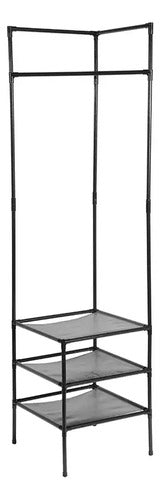 Perchero Organizador De Pie Estante Esquinero Ropa Negro