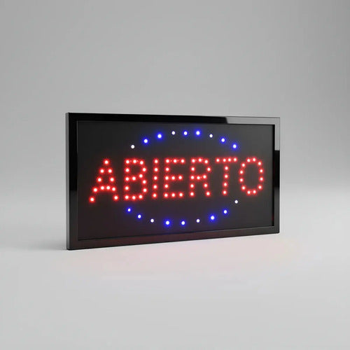 Cartel Led Luminoso Abierto 220v Azul Y Rojo 48x25 Veoquiero Azul Y Rojo Veoquiero