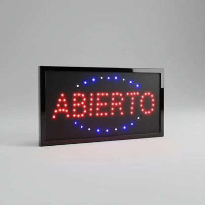 Cartel Led Luminoso Abierto 220v Azul Y Rojo 48x25 Veoquiero Azul Y Rojo Veoquiero